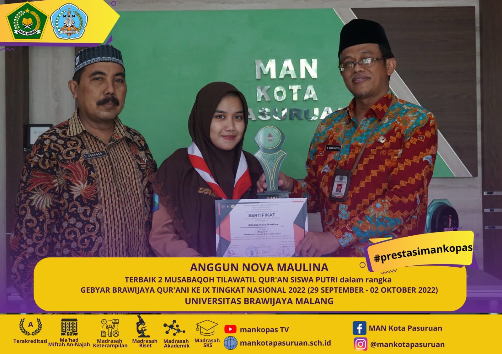 Juara 2 Nasional Tilawah Putri di Universitas Brawijaya Malang